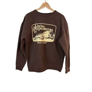 Sabrina Carpenter Short n Sweet Brown Graphic Crewneck Sweatshirt Large Official